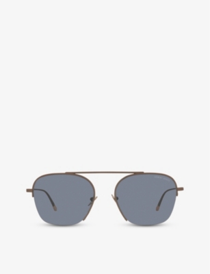 Giorgio Armani Ar6124 Pilot-frame Metal Sunglasses In Gold