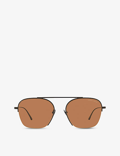 GIORGIO ARMANI: AR6124 pilot-frame metal sunglasses