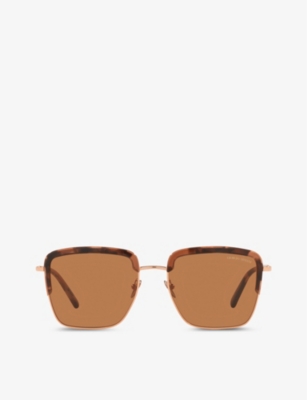 Giorgio Armani Tortoiseshell-effect Square-frame Sunglasses In Gold