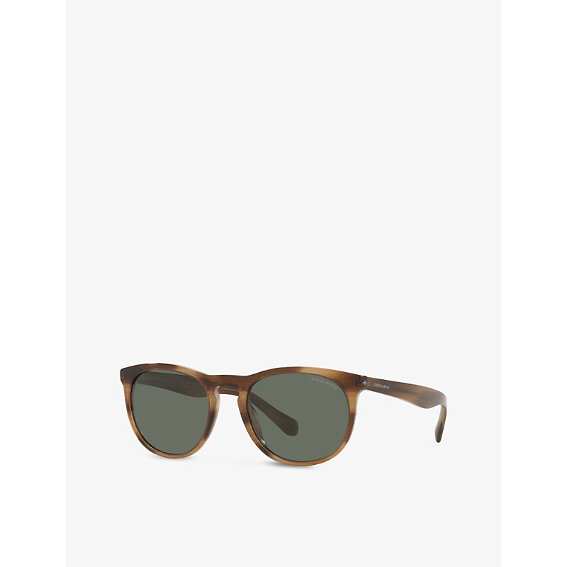 Shop Giorgio Armani Women's Brown Ar8149 Round-frame Acetate Sunglasses