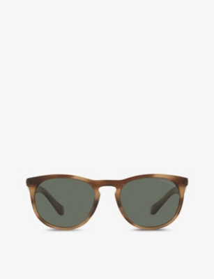 Giorgio Armani Ar8149 Round-frame Acetate Sunglasses In Brown