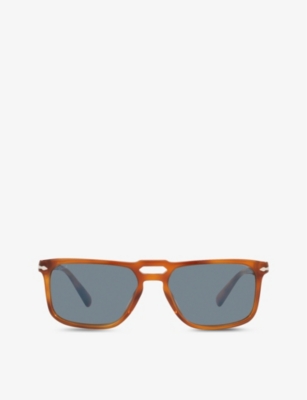 Persol Po3273s Rectangle-shape Pilot Acetate Sunglasses In Brown
