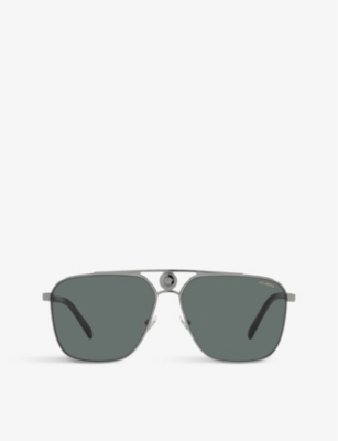 Versace Ve2238 Aviator-frame Glass And Metal Sunglasses In Grey