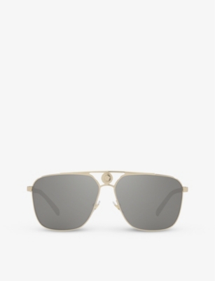 Versace Medusa Mirrored Plastic & Metal Aviator Sunglasses In Gold