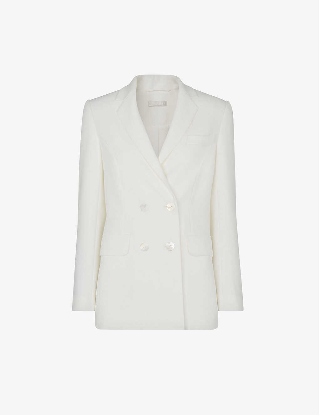 Whistles Annie Double-breasted Woven Wedding Blazer In Ivory/multi