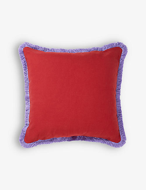 IN CASA BY PABOY: Fringe handmade cotton cushion cover 45cm x 45cm