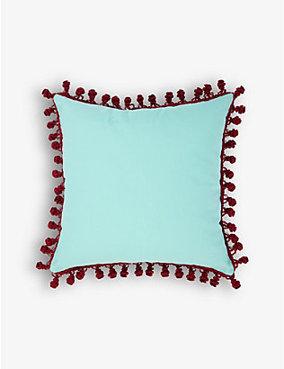 IN CASA BY PABOY: Pompom handmade cotton cushion cover 45cm x 45cm