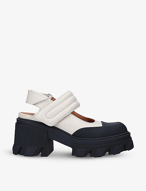 GANNI: Block-heel leather sandals