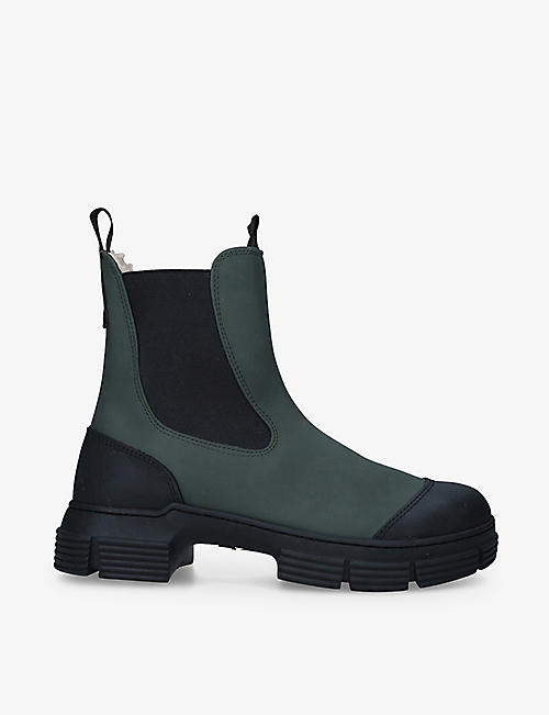 GANNI: City pull-tab recycled rubber ankle boots
