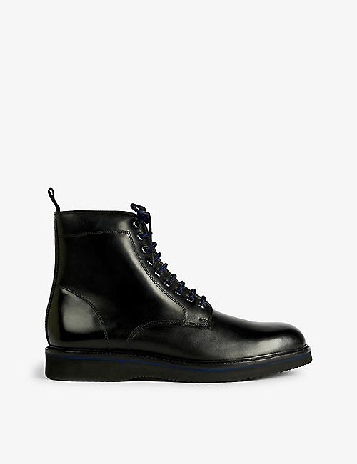 TED BAKER: Linton wedge-sole leather Derby boots