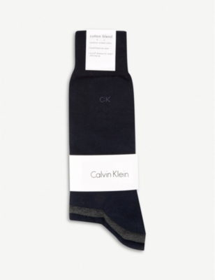 CALVIN KLEIN: Brand-embroidered pack of three cotton-blend socks