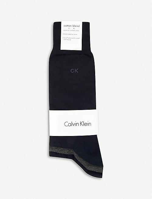 CALVIN KLEIN: Brand-embroidered pack of three cotton-blend socks
