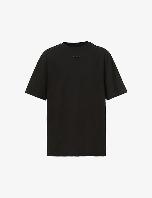 HELIOT EMIL: Scoop-neck brand-print cotton T-shirt