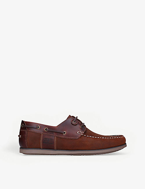 BARBOUR: Capstan brand-debossed leather boat shoes