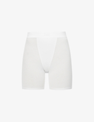 Skims Boyfriend High-rise Stretch-jersey Pyjama Bottoms In White