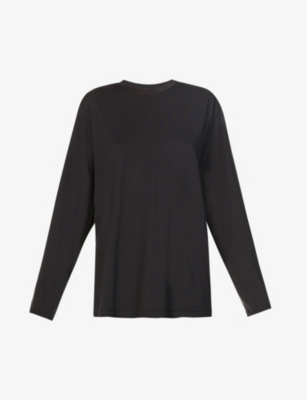 SKIMS Square Neck Long Sleeve T-Shirt in Washed Onyx