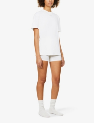Shop Skims Womens Marble Boyfriend Oversized Stretch-jersey T-shirt