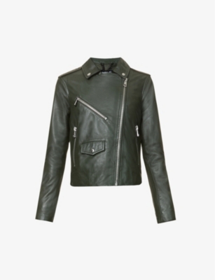 WHISTLES: Agnes zip-through leather biker jacket