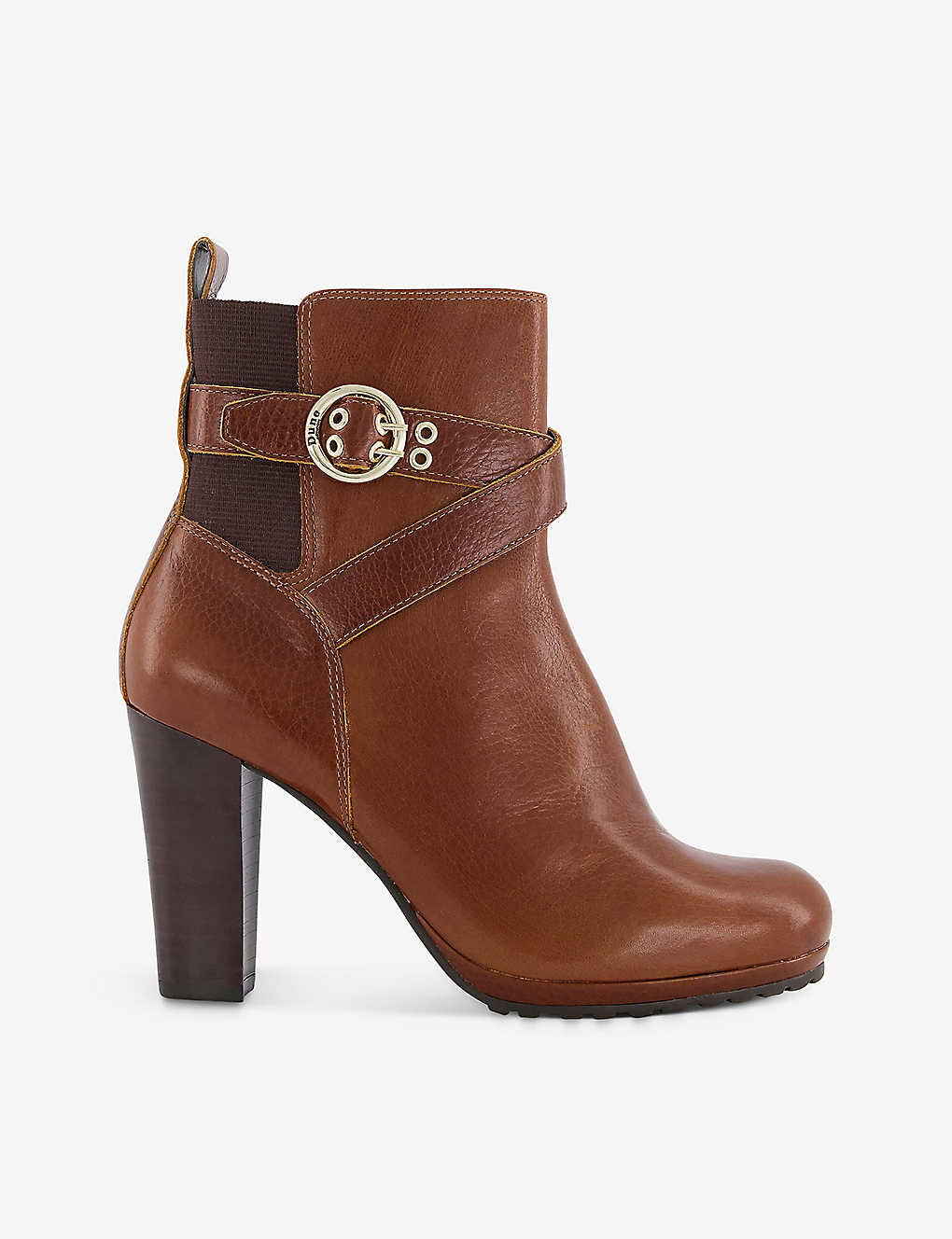 Dune Oreana Buckle-detail Leather Ankle Boots In Brown