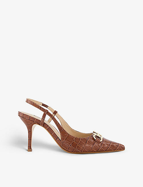 DUNE: Snaffle croc-embossed leather courts