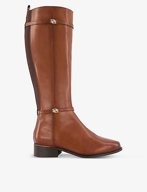 DUNE: Tap double-buckle knee-high leather riding boots