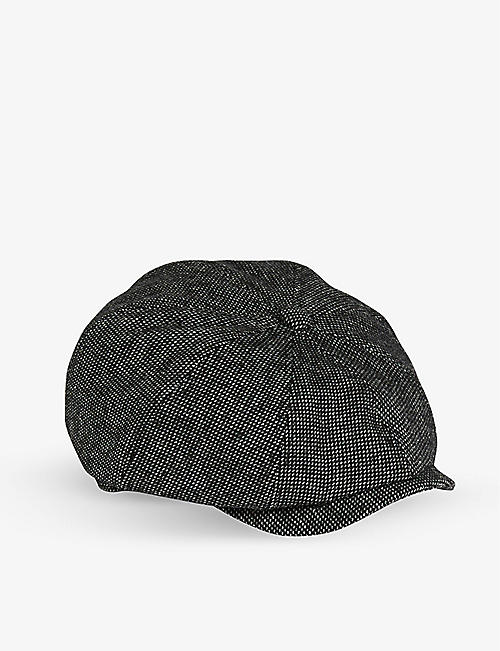 TED BAKER: Jazzed herringbone-pattern wool-blend baker boy hat