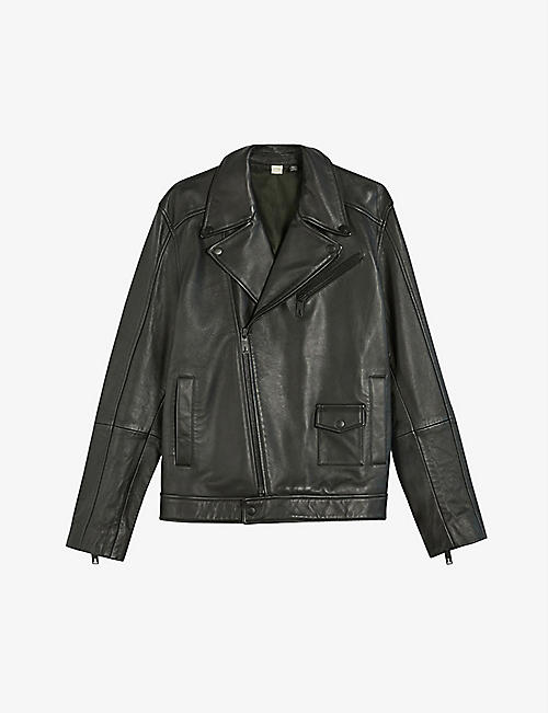 TED BAKER: Carve oversized leather biker jacket
