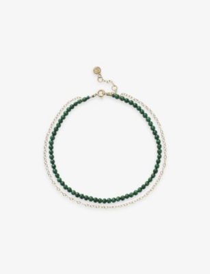 THE ALKEMISTRY: Double-chain 18ct yellow-gold and malachite anklet