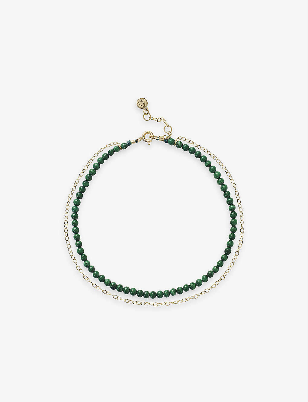 The Alkemistry Double-chain 18ct Yellow-gold And Malachite Anklet In 18ct Yellow Gold