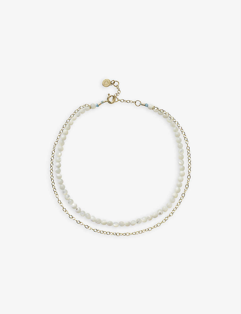 The Alkemistry Double-chain 18ct Yellow-gold And Mother-of-pearl Anklet In 18ct Yellow Gold