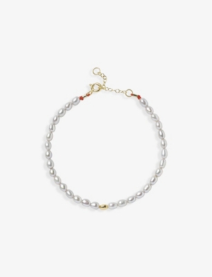 THE ALKEMISTRY THE ALKEMISTRY WOMEN'S 18CT YELLOW GOLD VIANNA 18CT YELLOW GOLD SMALL GREY PEARL BRACELET,49211949