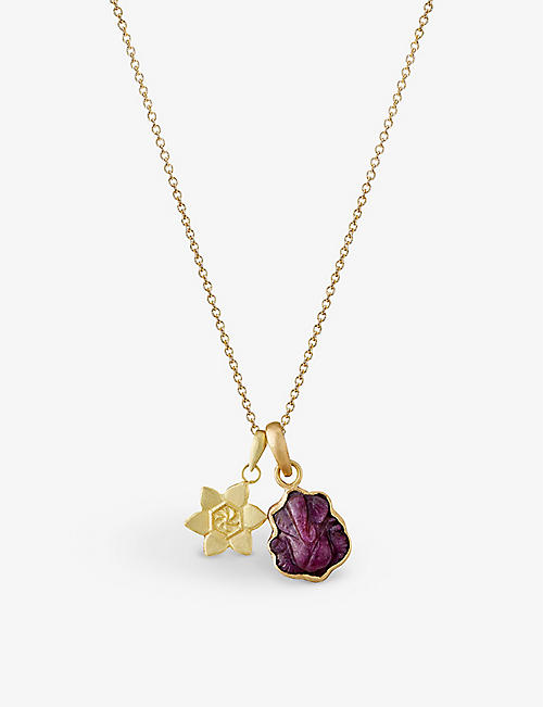 LA MAISON COUTURE: Sophie Theakston Ganesh Starflower ruby and 18ct yellow-gold necklace