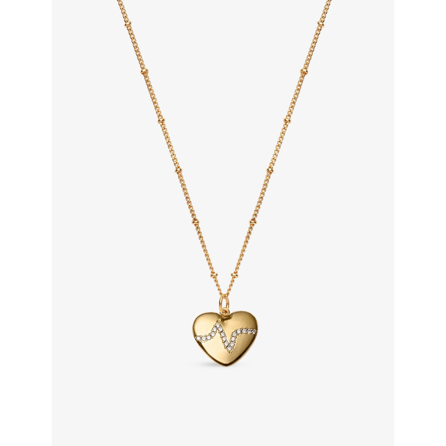 With Love Darling Global Goals #3 Heartbeat Cubic Zirconia 14ct Gold-Plated Pendant Necklace