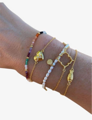 LA MAISON COUTURE: With Love Darling #11 Community 14ct yellow gold-plated vermeil sterling-silver and cubic zirconia pendant bracelet