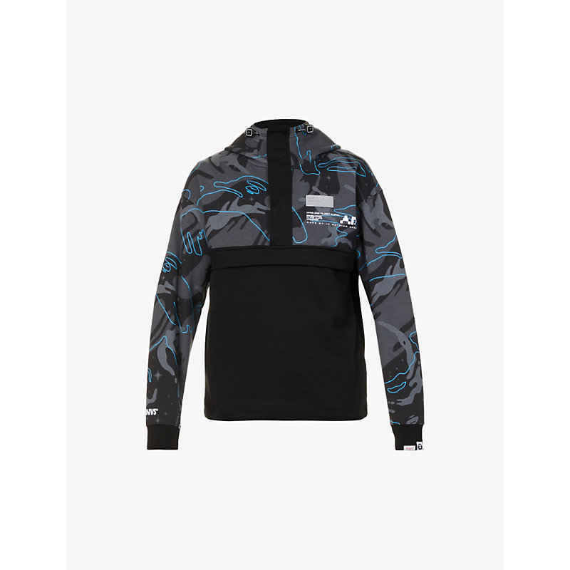 Aape Mens Black Camouflage-print Cotton-blend Pullover Jacket Xl