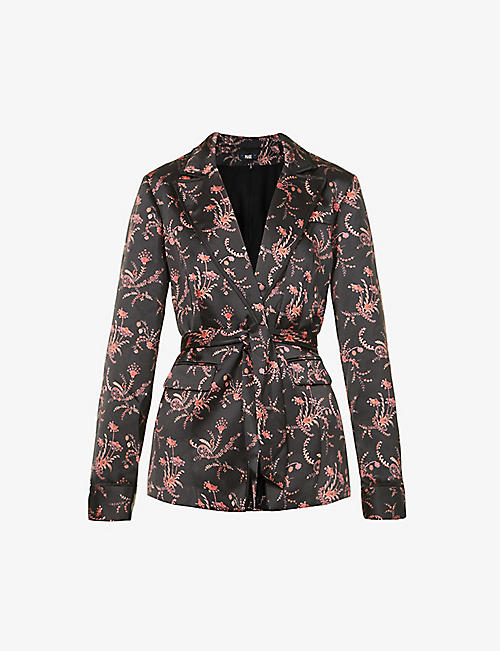 PAIGE: Havenn floral-print satin blazer jacket