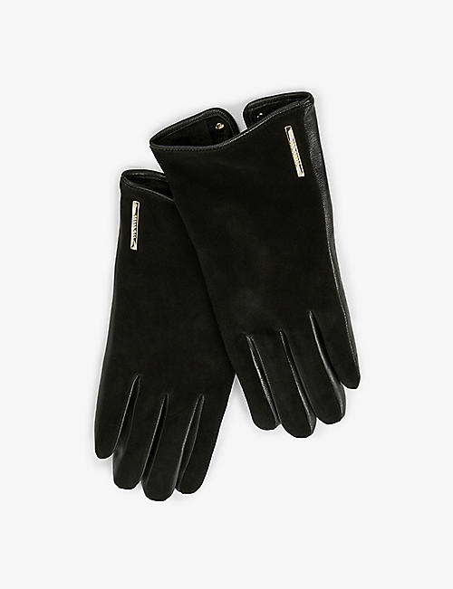TED BAKER: Brand-embossed suede gloves