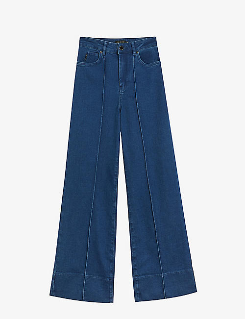 TED BAKER: Deniie wide-leg high-rise stretch-denim jeans