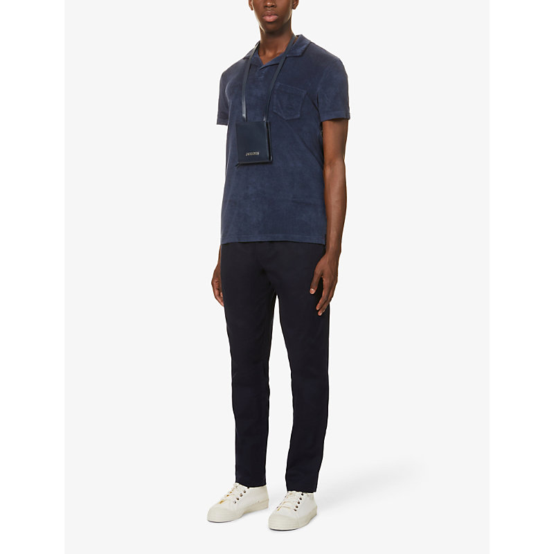 Shop Orlebar Brown Terry Relaxed-fit Cotton Polo Top In Navy