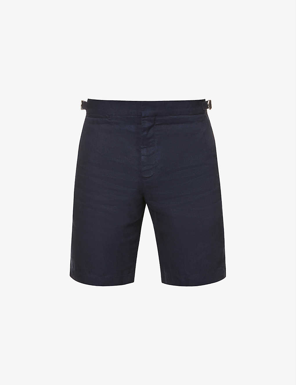 Shop Orlebar Brown Mens Navy Norwich Slim-fit Linen Shorts