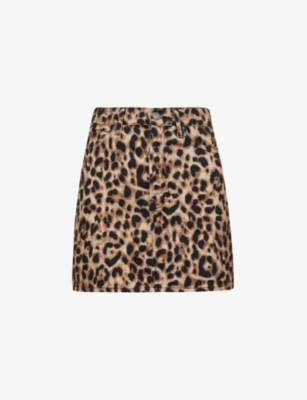 REFORMATION - Jackie leopard-print organic cotton-blend mini skirt ...