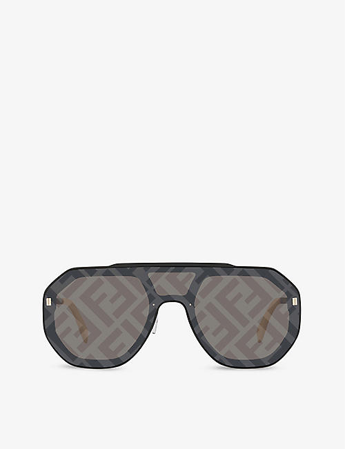 FENDI: FN000575 monogram aviator-frame acetate sunglasses
