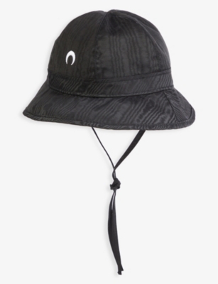 Marine Serre Moon Logo Embroidered Moiré Bell Hat In Black