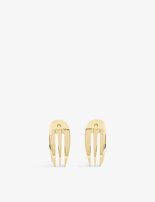 MARINE SERRE: Reassembled Cutlery gold-toned brass earrings
