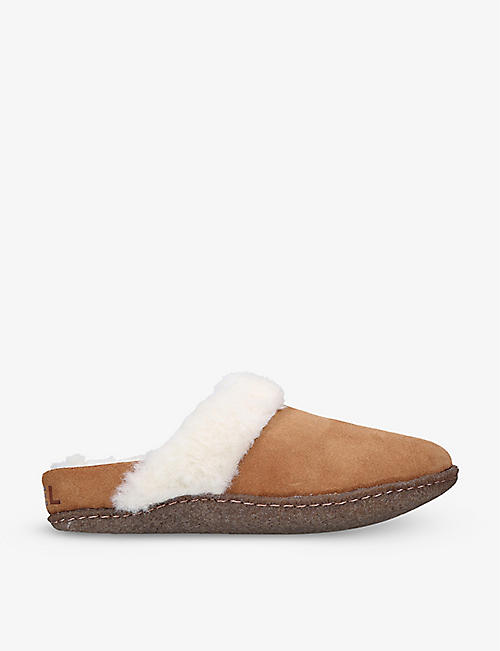 SOREL: Nakiska Slide II faux-fur and suede slippers