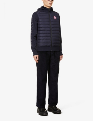 High-neck padded wool and shell-down vest