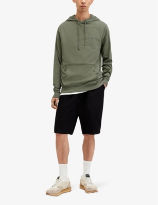 Shop Allsaints Brace Logo-embroidered Cotton Hoody In Valley Green