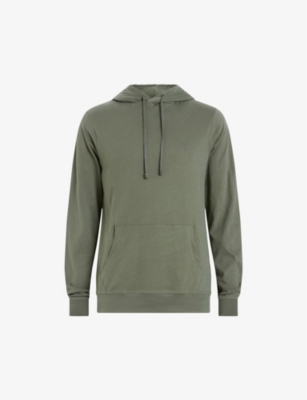 Shop Allsaints Brace Logo-embroidered Cotton Hoody In Valley Green