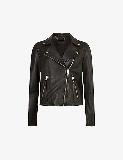 ALLSAINTS: Dalby gold-tone leather biker jacket