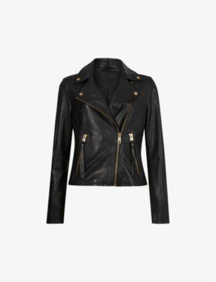 ALLSAINTS: Balfern gold-tone leather biker jacket